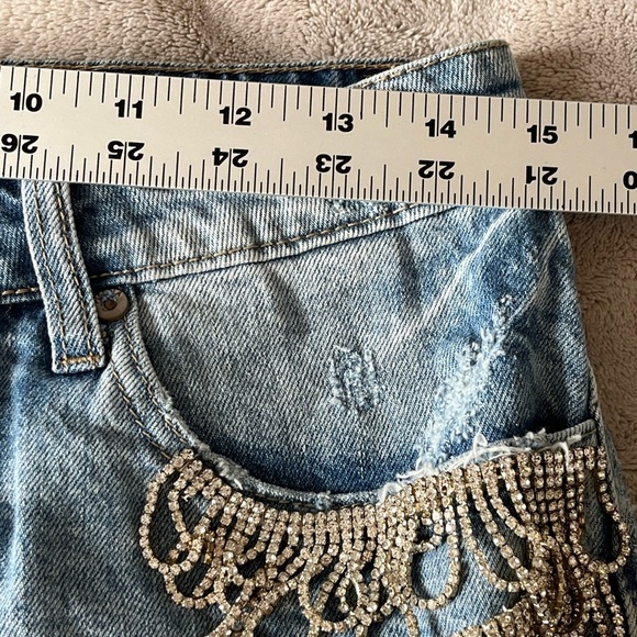 Pistola Winston High Rise Crystal Denim Cut Offs Distressed Sparkle Size 27 - Picture 9 of 10
